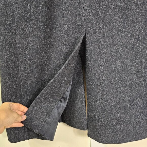 VTG Calvin Klein Merino Trench Coat Sz 14 Women Faux Fur Collar Quiet Luxury USA - Picture 5 of 13